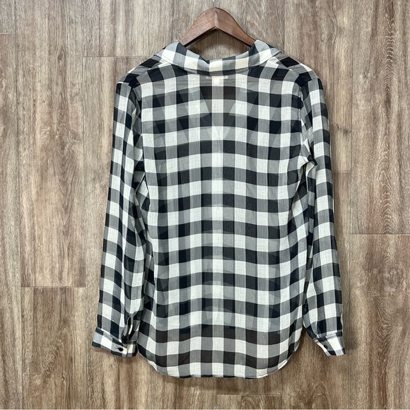 L’Agence Argo Black and White Buffalo Plaid Sheer Top - Picture 3 of 9